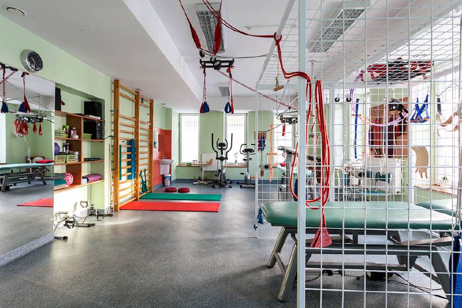 A room for physiotherapy with professional modern equipment