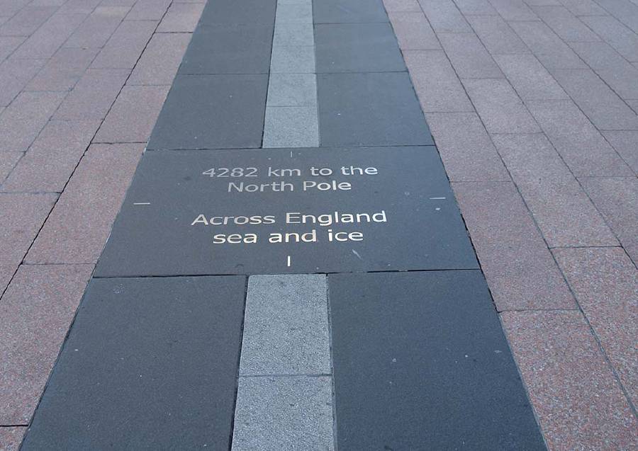 The prime meridian marked on the floor at the Royal Observatory in Greenwich