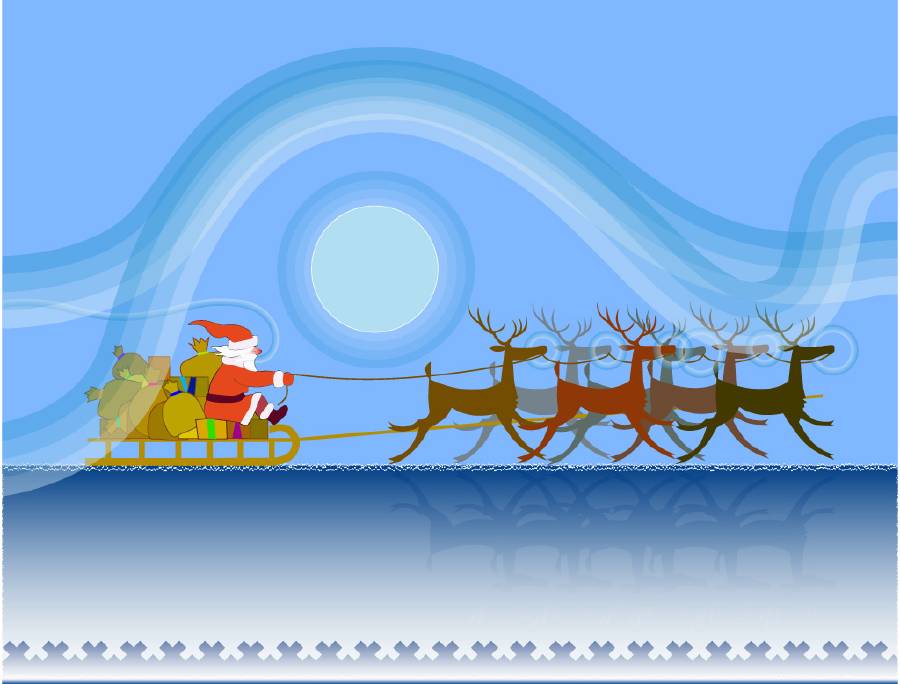 Santa Claus on his sleigh in the nordic countryside