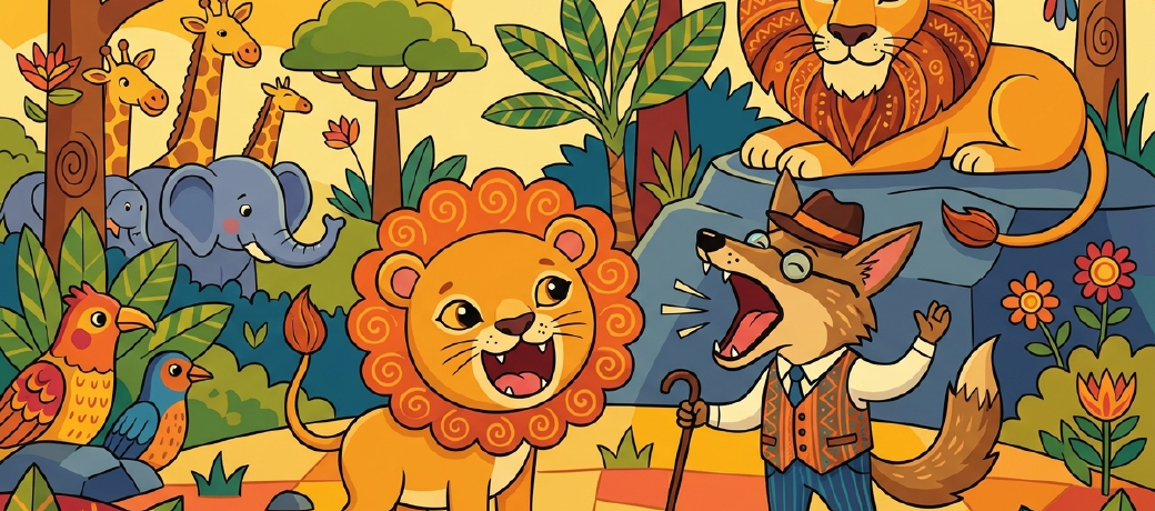 Illustration for A Baby Lion Learns To Roar