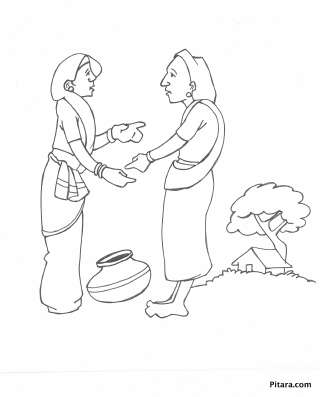 Indian village people coloring pages | Pitara Kids' Network